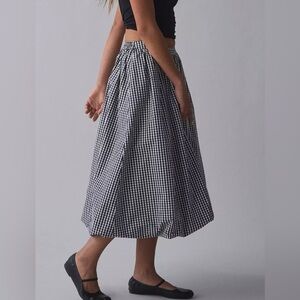 Classic Black and White Gingham Midi Skirt